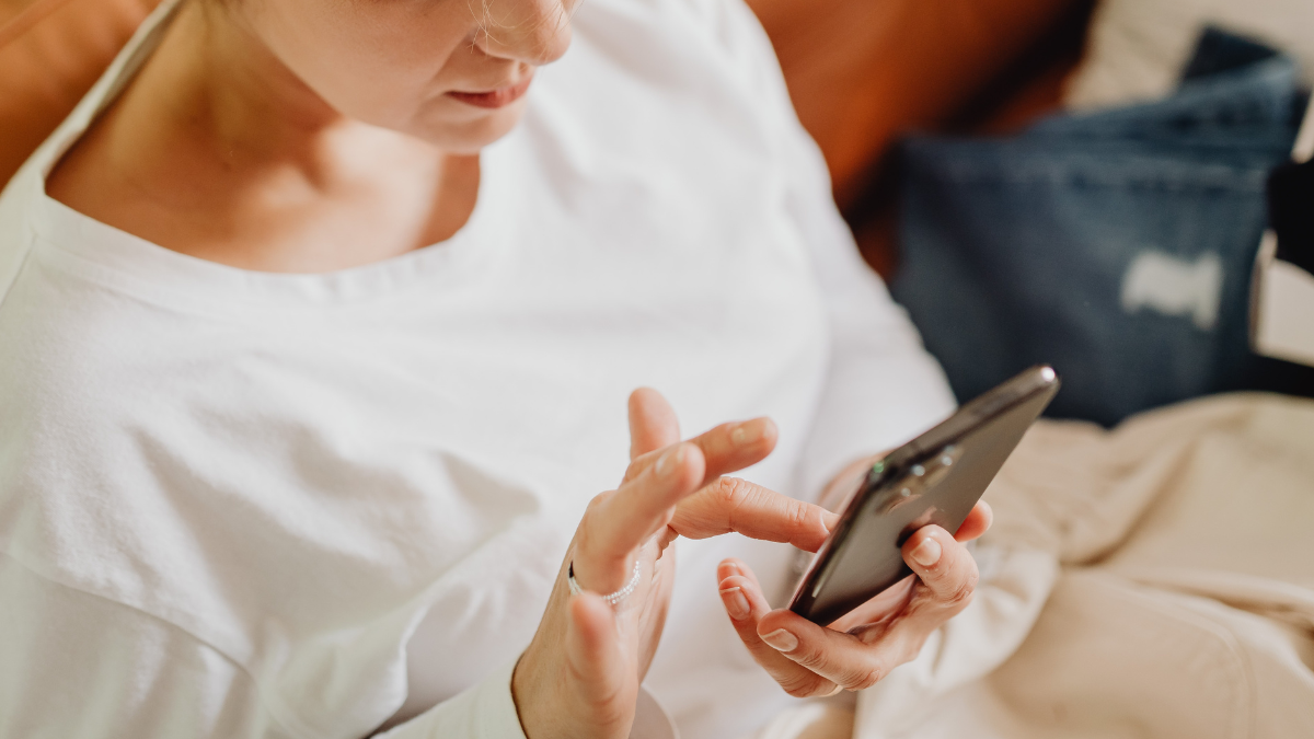 woman on her phone